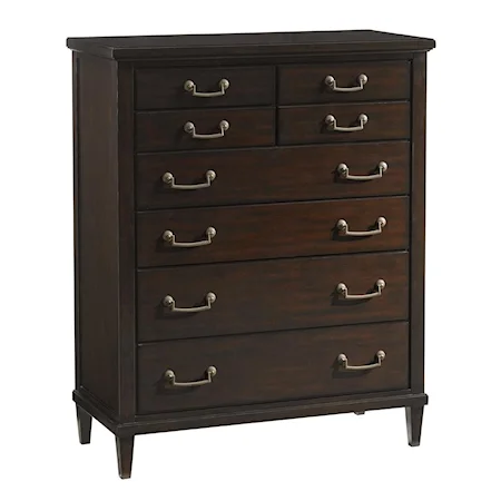 Transitional Parker Eight Drawer Chest with Jewelry Storage